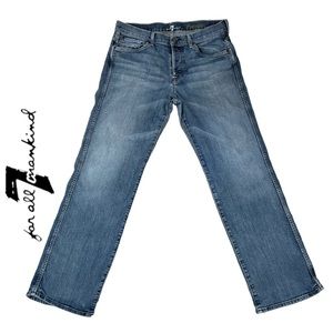 7‎ For All Mankind Men’s 34 “A” Pocket Button Fly Relaxed Blue Denim Jeans